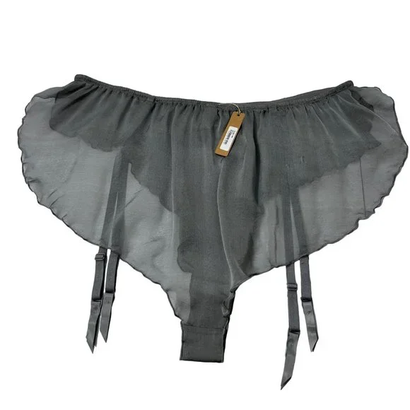 SKIMS Romance Garter Bikini Charcoal Womens XL - Picture 4 of 16